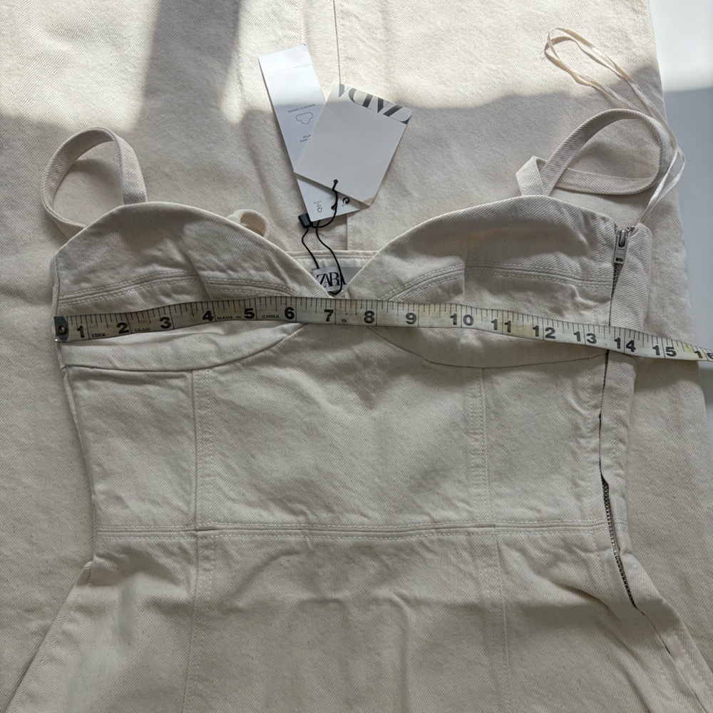 NWT Beige/Cream Zara Denim Midi Dress - Picture 9 of 11